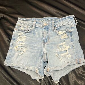 Cute and comfy light washed ripped jeans shorts